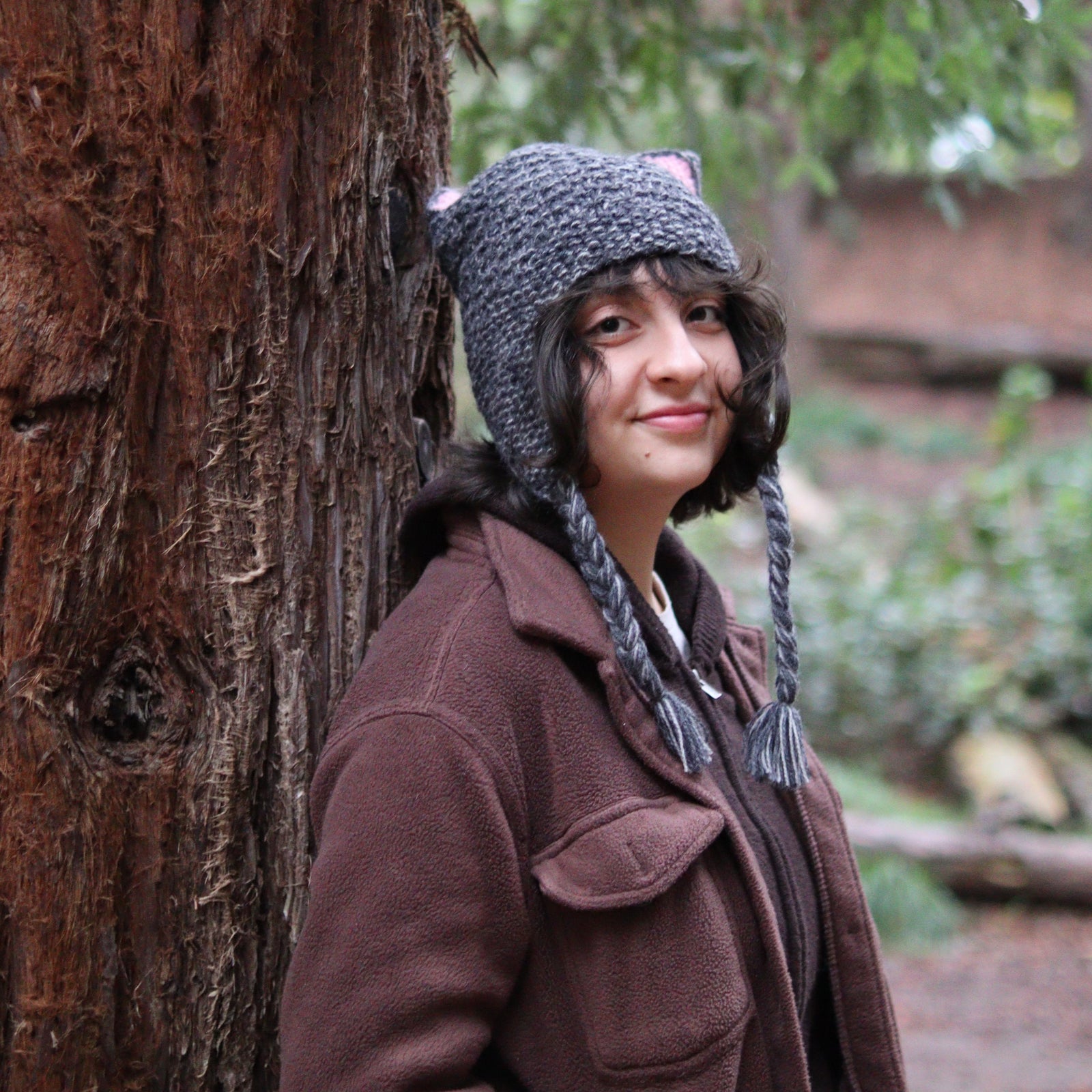 Adult Animal Hat Grey Cat