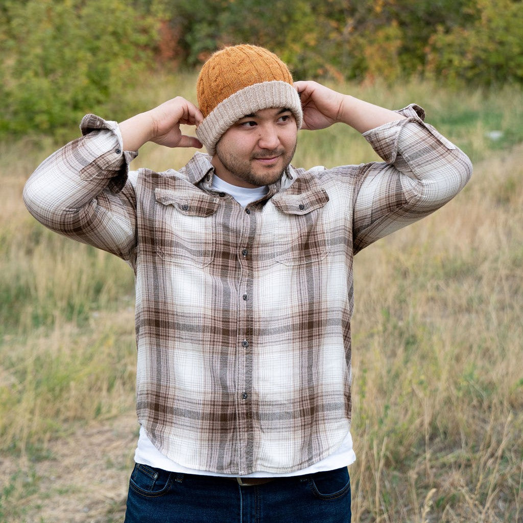 Knitted Reversible Cable Beanie Pumpkin Spice