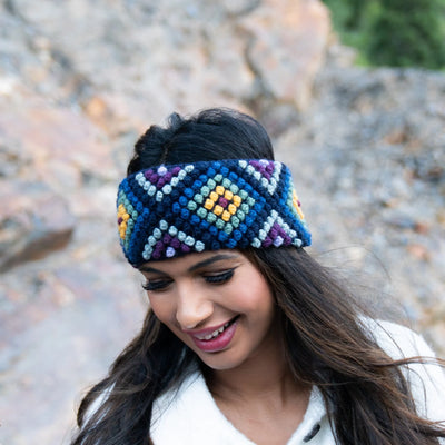 Diamond Ear Warmer Navy