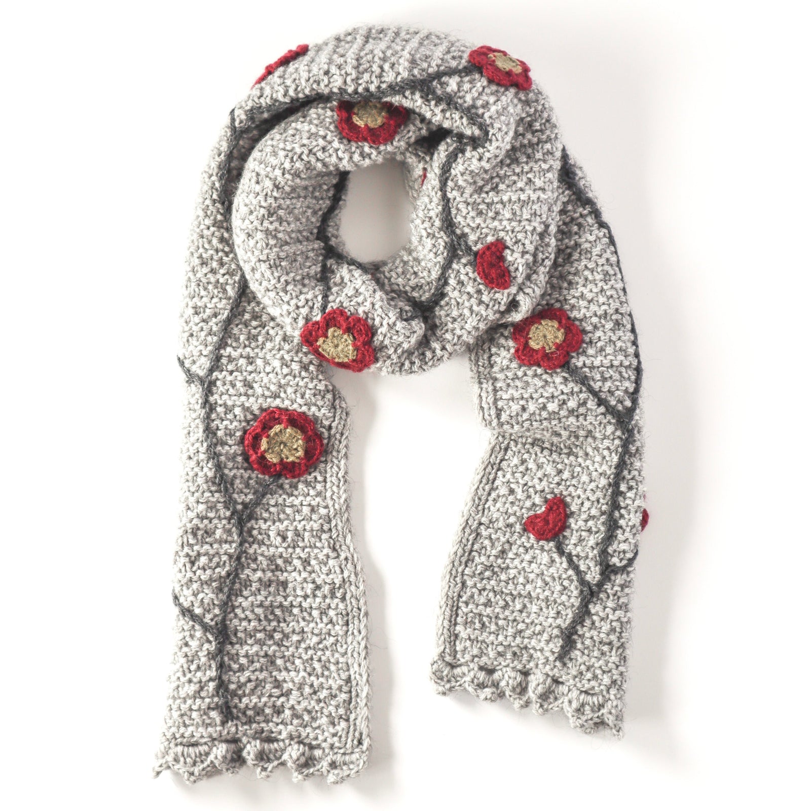 Embroidered Scarf Grey