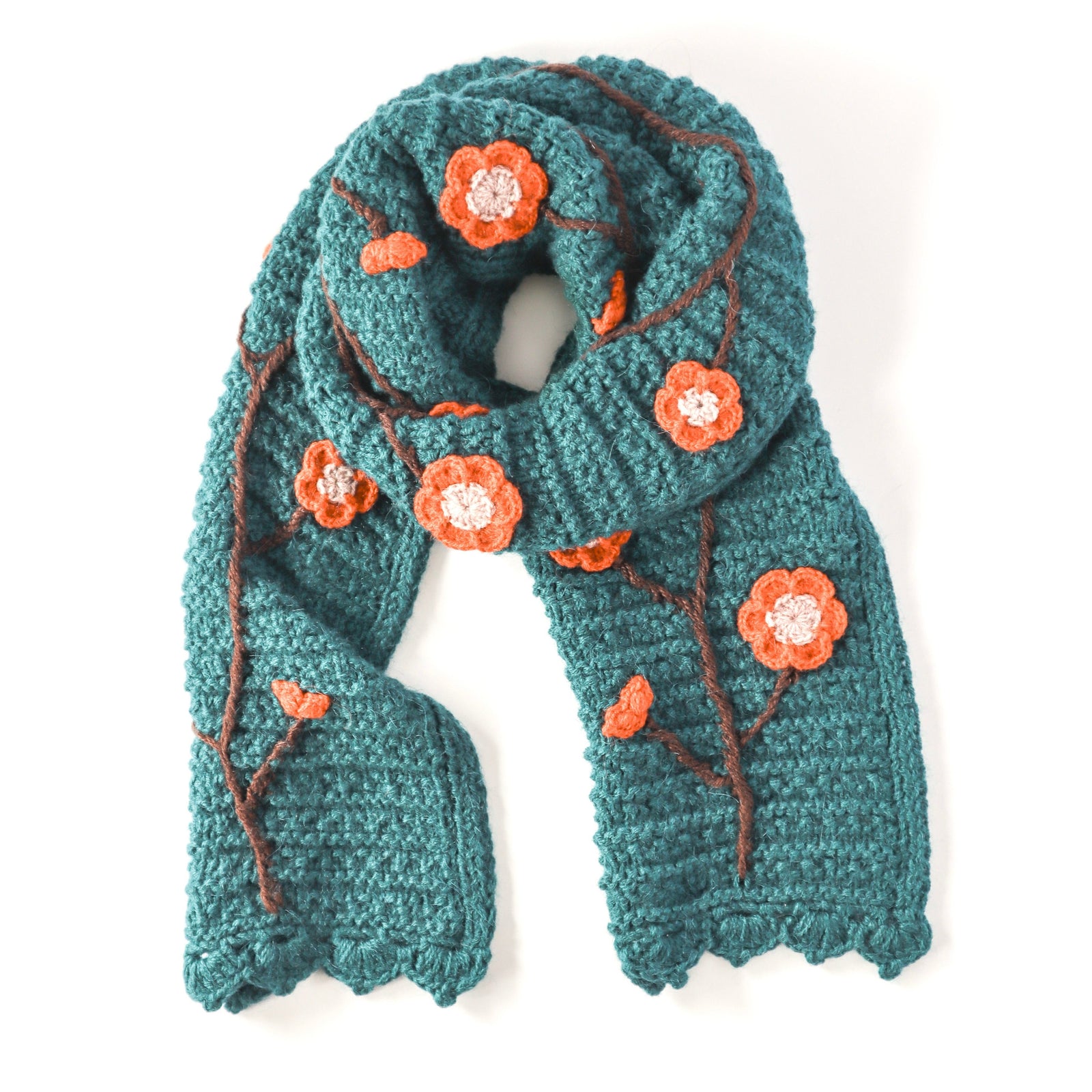 Embroidered Scarf Aqua