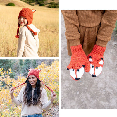 Adult &amp; Kids Animal Hat &amp; Mitten Pack