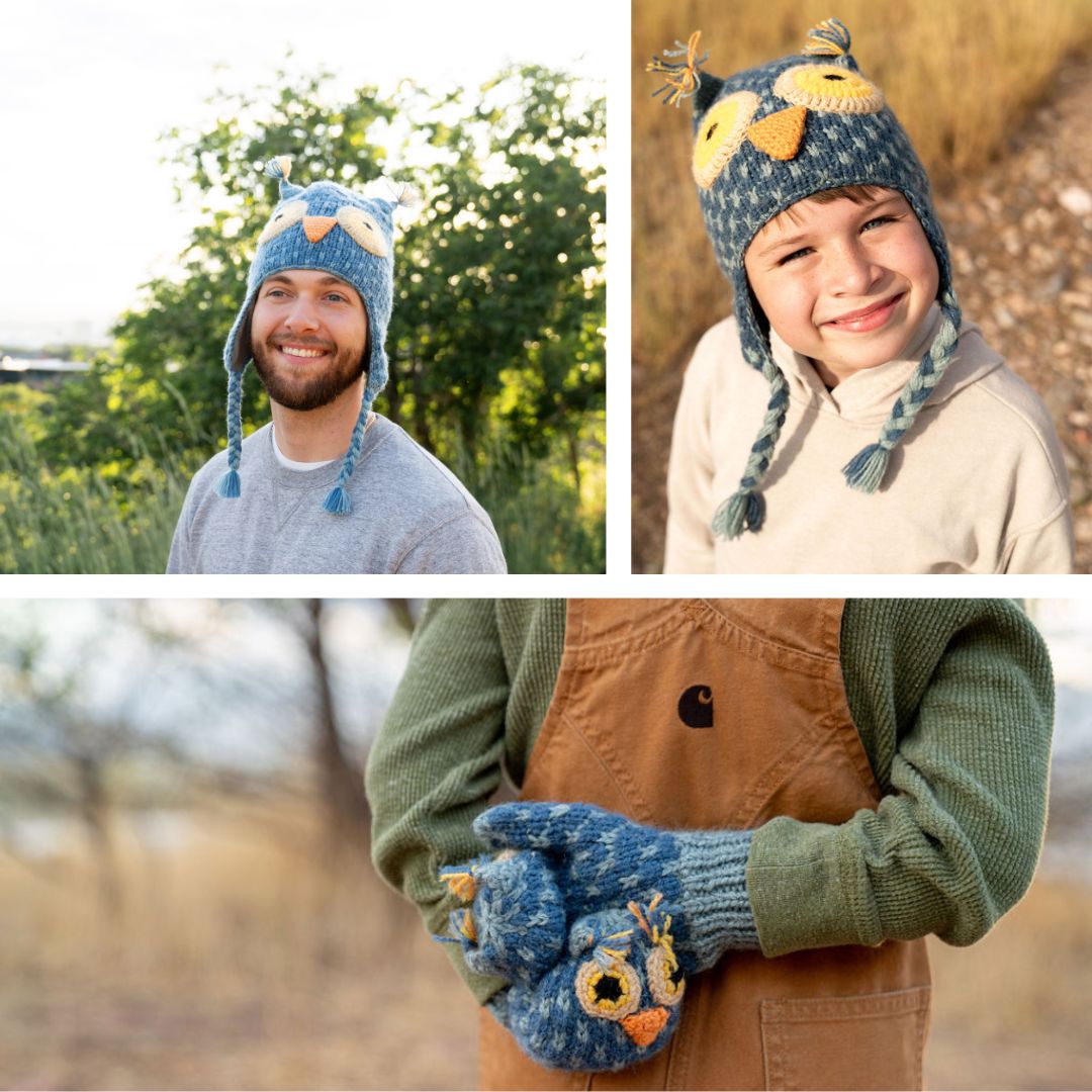 Adult &amp; Kids Animal Hat &amp; Mitten Pack
