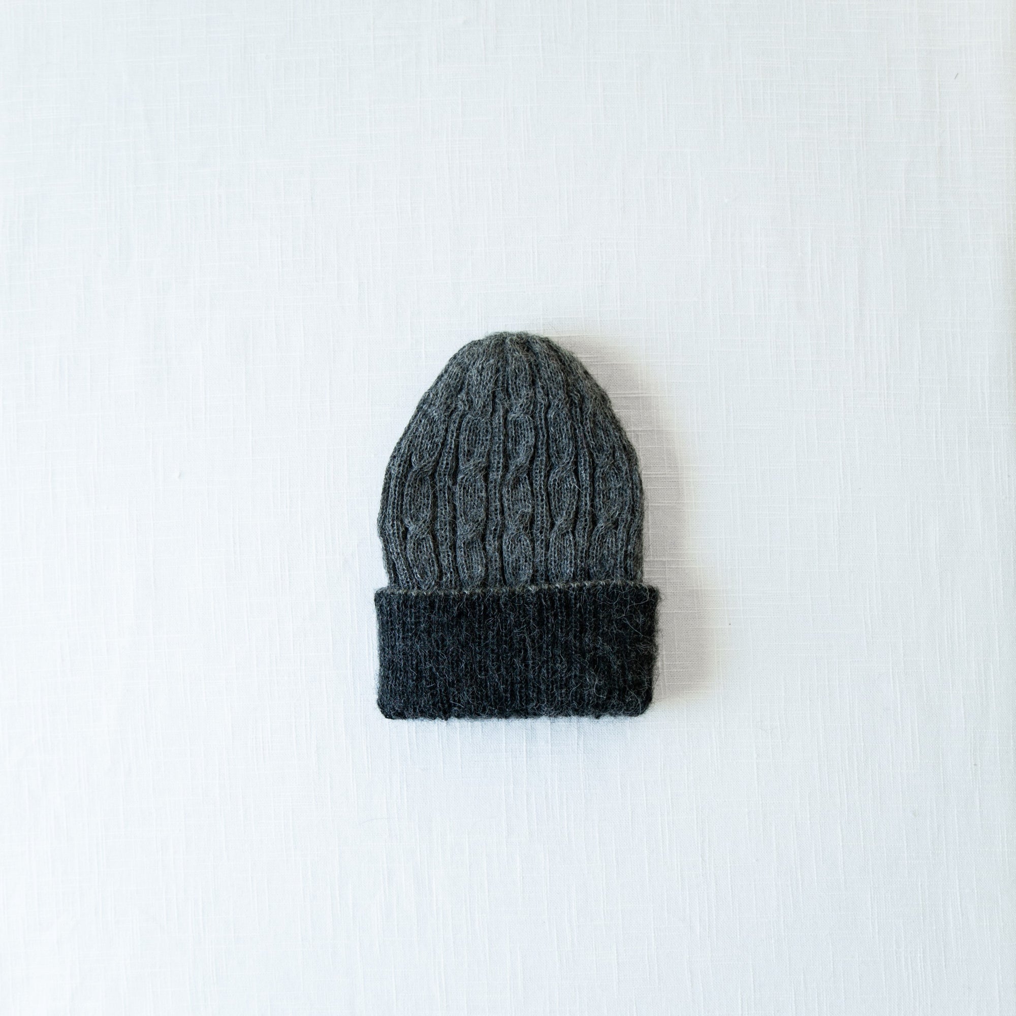 Knitted Reversible Cable Beanie Charcoal