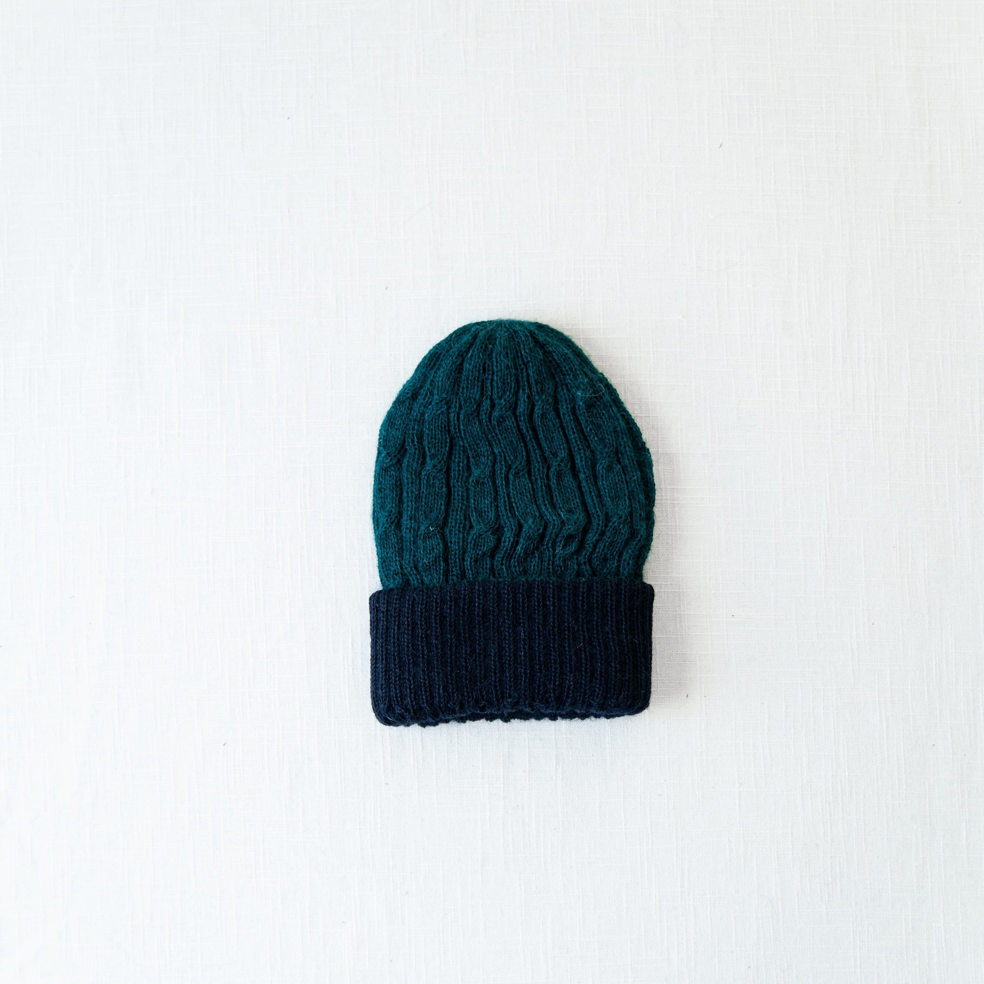 Knitted Reversible Cable Beanie Jade