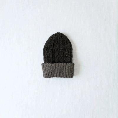 Knitted Reversible Cable Beanie Brown