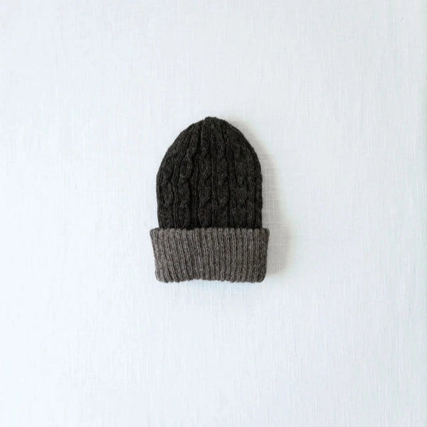 Knitted Reversible Cable Beanie Brown - AndesGifts