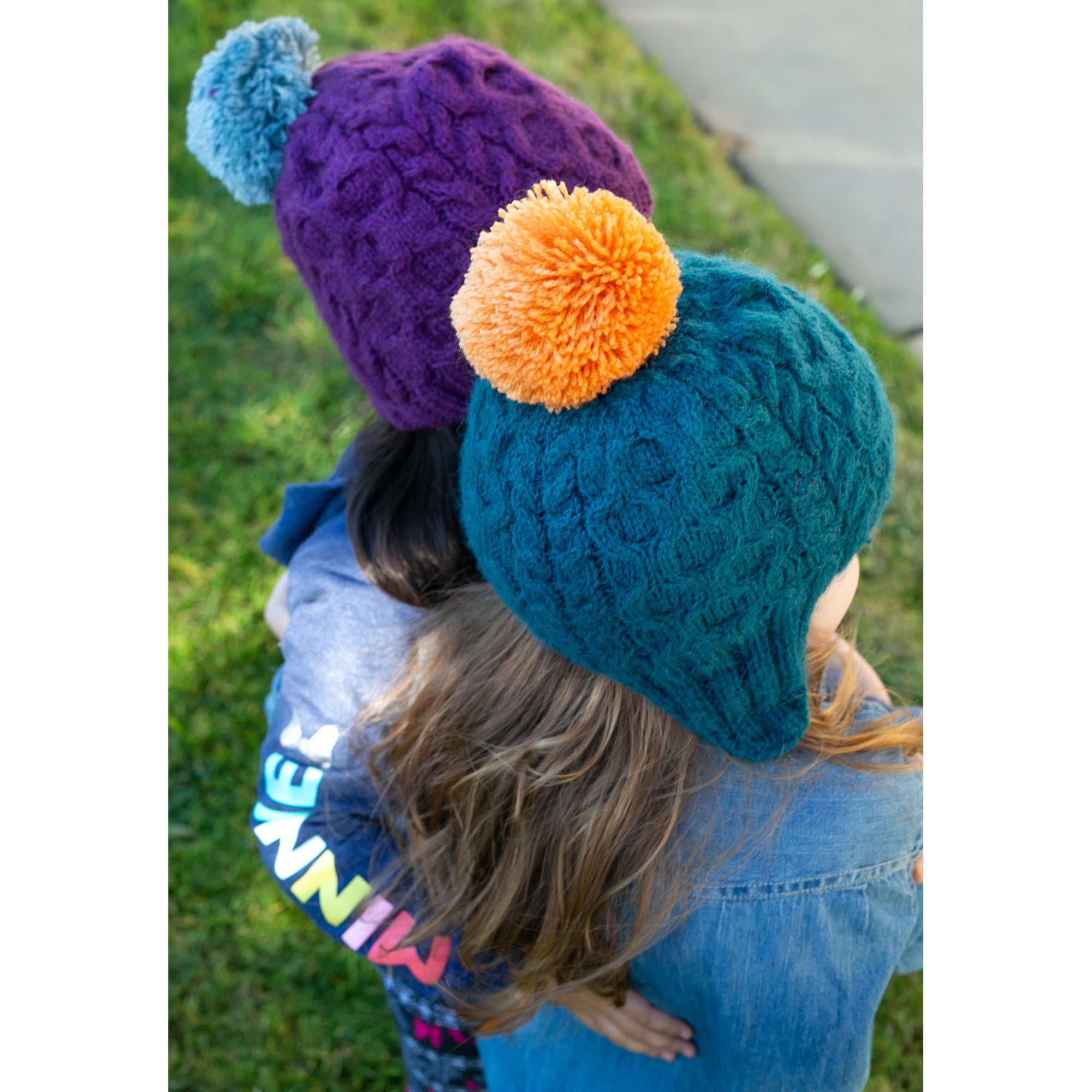 Kids Cable Pom Hat