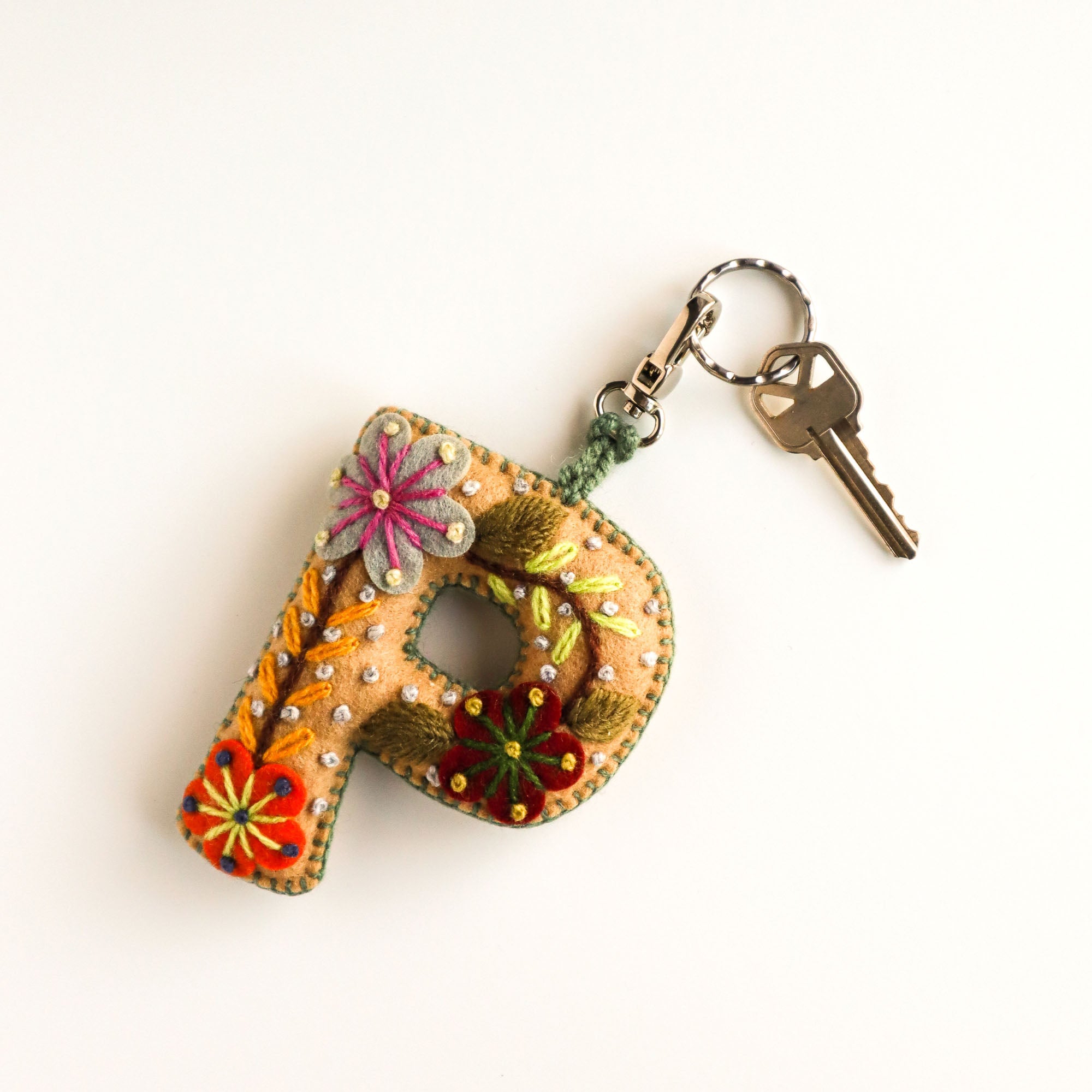 Embroidered Initial Key Chain