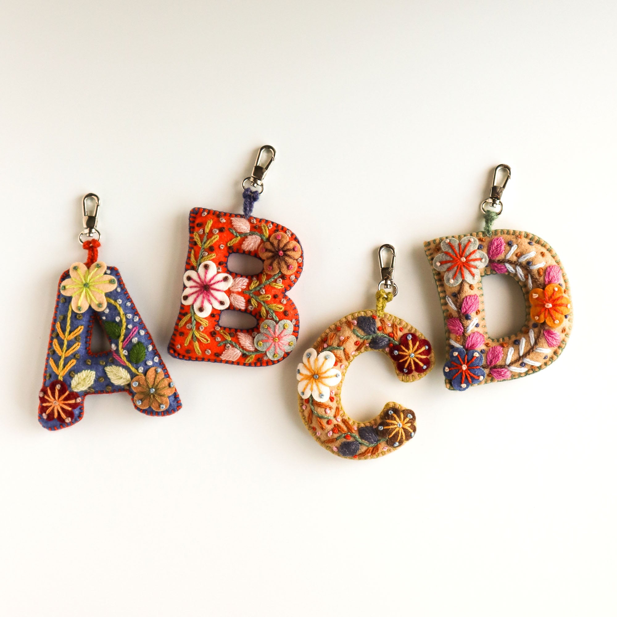 Embroidered Initial Key Chain