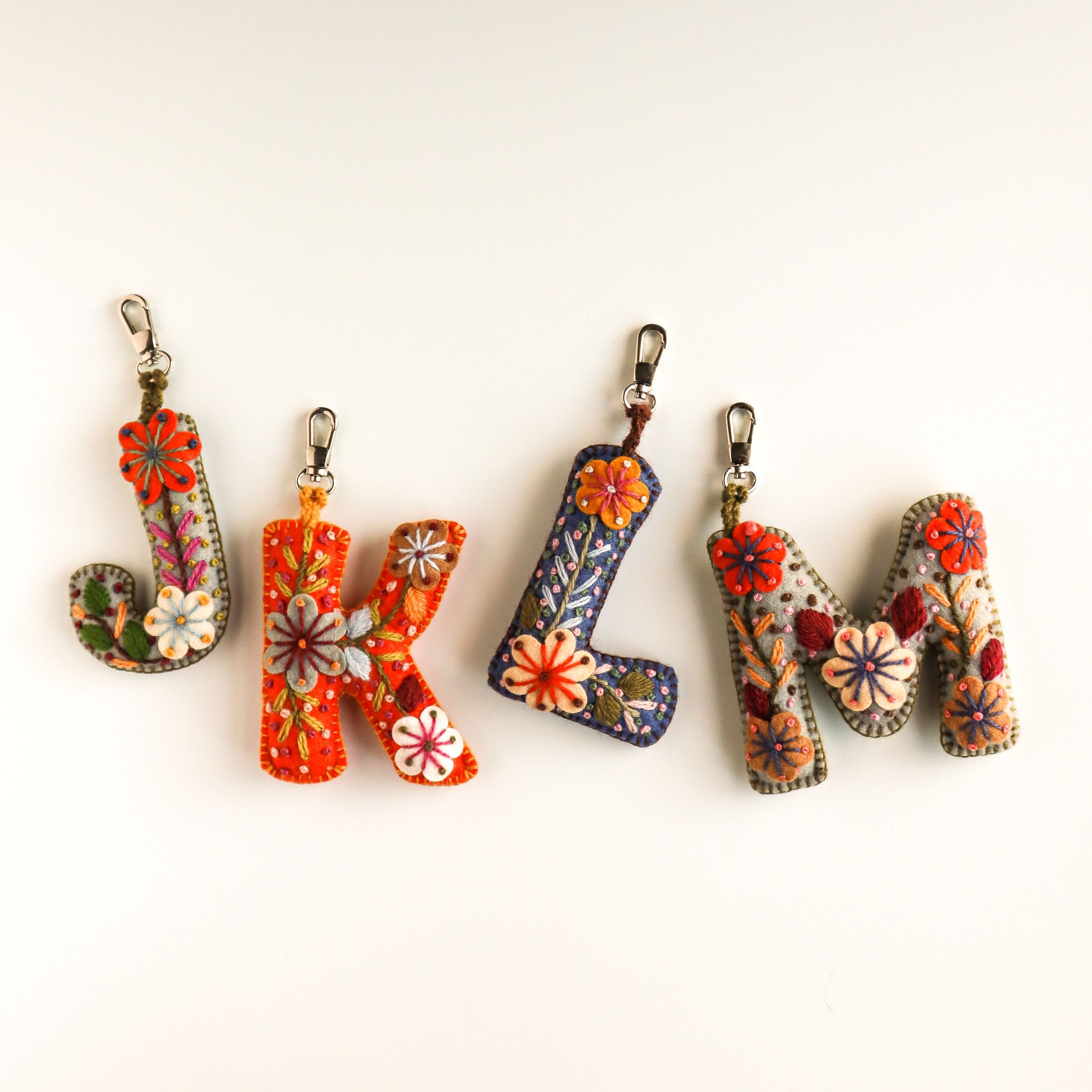 Embroidered Initial Key Chain