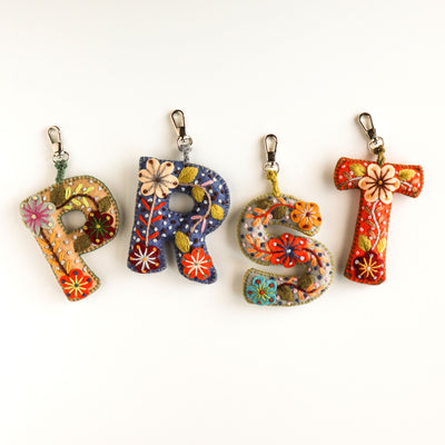 Embroidered Initial Key Chain
